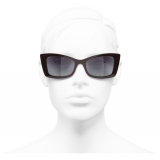 Chanel - Rectangle Sunglasses - Dark Red White Gold - Chanel Eyewear