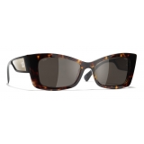 Chanel - Rectangle Sunglasses - Dark Tortoise White Gold - Chanel Eyewear