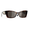 Chanel - Occhiali Rettangolari da Sole - Tartaruga Scuro Oro Bianco - Chanel Eyewear