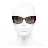 Chanel - Occhiali Rettangolari da Sole - Tartaruga Scuro Oro Bianco - Chanel Eyewear