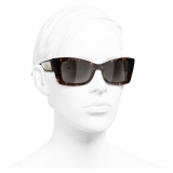 Chanel - Rectangle Sunglasses - Dark Tortoise White Gold - Chanel Eyewear