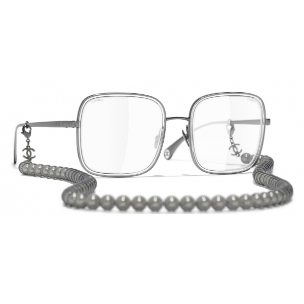 Chanel - Occhiali Quadrati da Sole - Argento Scuro Trasparente - Chanel Eyewear