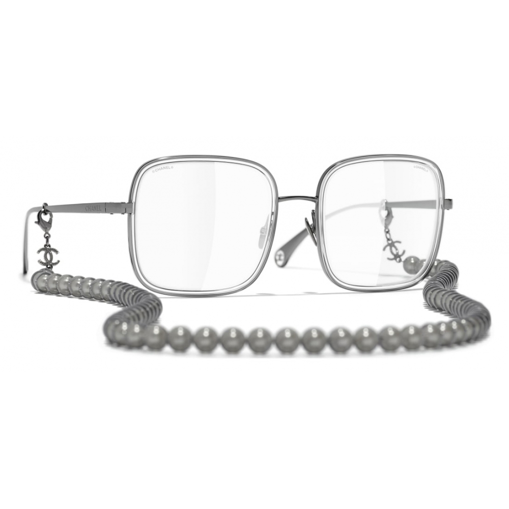 Chanel - Square Sunglasses - Dark Silver Transparent - Chanel