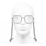 Chanel - Occhiali Quadrati da Sole - Argento Scuro Trasparente - Chanel Eyewear