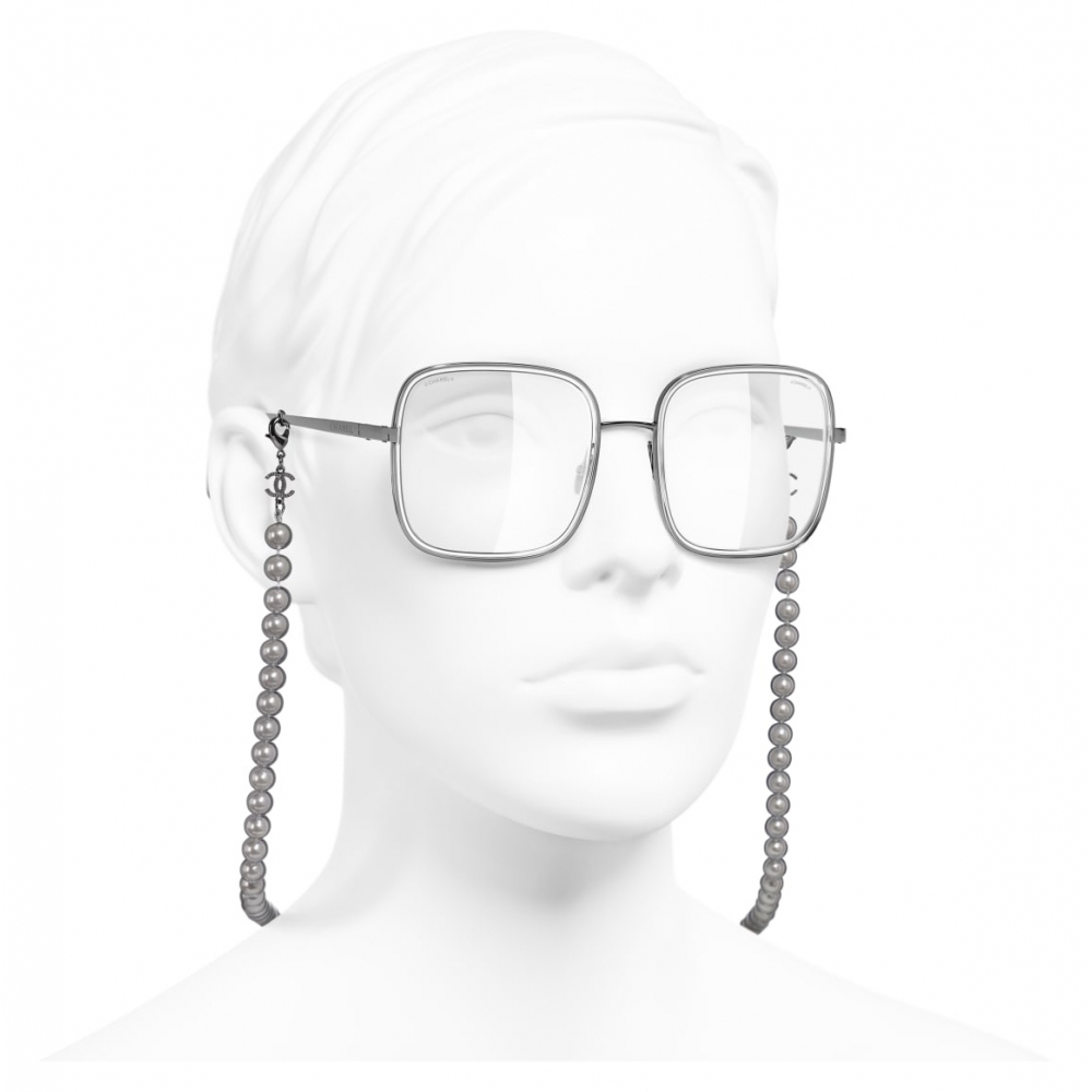 Chanel - Square Sunglasses - Dark Silver Transparent - Chanel