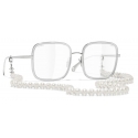 Chanel - Occhiali Quadrati da Sole - Argento Trasparente - Chanel Eyewear