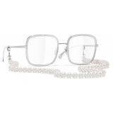 Chanel - Occhiali Quadrati da Sole - Argento Trasparente - Chanel Eyewear