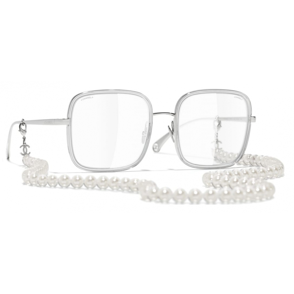 Chanel - Square Sunglasses - Silver Transparent - Chanel Eyewear - Avvenice