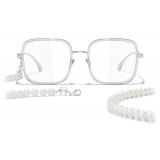 Chanel - Occhiali Quadrati da Sole - Argento Trasparente - Chanel Eyewear