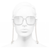 Chanel - Occhiali Quadrati da Sole - Argento Trasparente - Chanel Eyewear