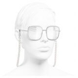 Chanel - Occhiali Quadrati da Sole - Argento Trasparente - Chanel Eyewear