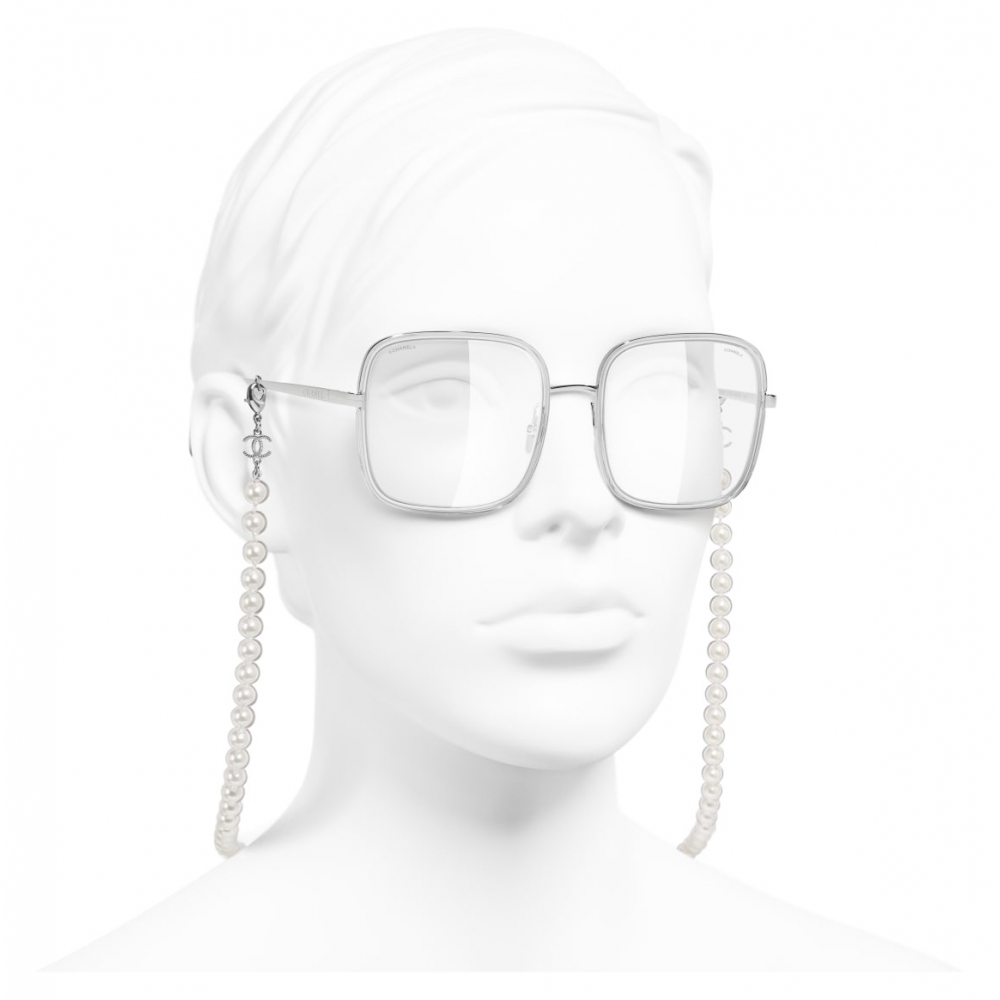 晨Rhinestone Glasses Fashion Transparent Square Sunglasses Fashion Sha, Silver with Crystal