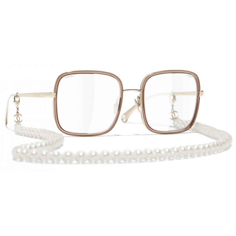 Chanel - Square Sunglasses - Gold Beige Transparent - Chanel Eyewear -  Avvenice