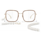 Chanel - Occhiali Quadrati da Sole - Oro Beige Trasparente - Chanel Eyewear