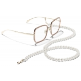 Chanel - Occhiali Quadrati da Sole - Oro Beige Trasparente - Chanel Eyewear