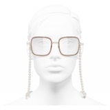 Chanel - Occhiali Quadrati da Sole - Oro Beige Trasparente - Chanel Eyewear