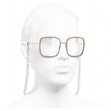 Chanel - Occhiali Quadrati da Sole - Oro Beige Trasparente - Chanel Eyewear