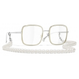 Chanel - Square Sunglasses - Silver Beige Transparent - Chanel Eyewear