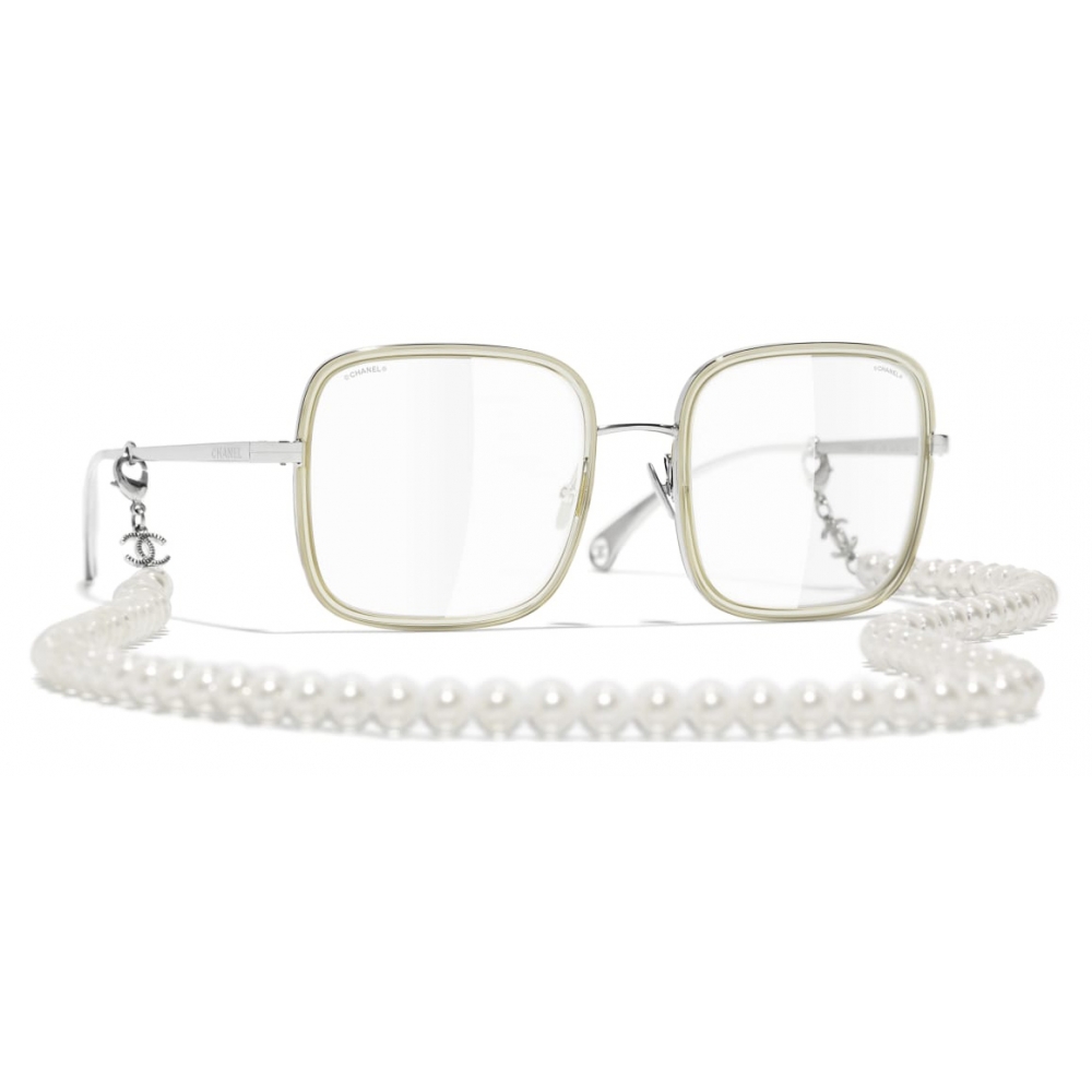 Chanel - Square Sunglasses - Silver Beige Transparent - Chanel Eyewear -  Avvenice