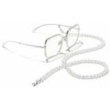 Chanel - Occhiali Quadrati da Sole - Argento Beige Trasparente - Chanel Eyewear