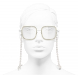 Chanel - Occhiali Quadrati da Sole - Argento Beige Trasparente - Chanel Eyewear