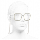 Chanel - Occhiali Quadrati da Sole - Argento Beige Trasparente - Chanel Eyewear