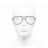 Chanel - Occhiali Modello Pilota da Sole - Nero Trasparente - Chanel Eyewear