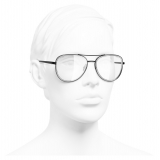 Chanel - Occhiali Modello Pilota da Sole - Nero Trasparente - Chanel Eyewear