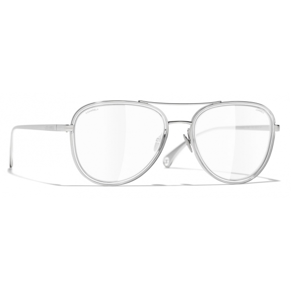 Chanel - Pilot Sunglasses - Silver Transparent - Chanel Eyewear