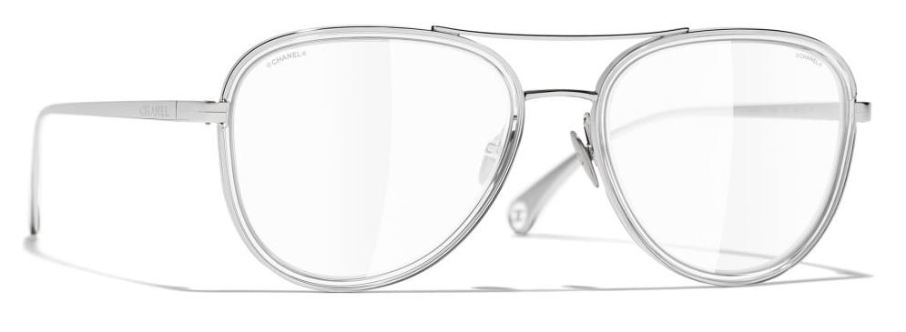 Chanel - Pilot Sunglasses - Silver Transparent - Chanel Eyewear 