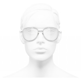 Chanel - Pilot Sunglasses - Silver Transparent - Chanel Eyewear