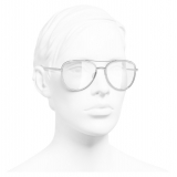 Chanel - Occhiali Modello Pilota da Sole - Argento Trasparente - Chanel Eyewear