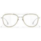 Chanel - Occhiali Modello Pilota da Sole - Argento Beige Trasparente - Chanel Eyewear