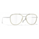 Chanel - Occhiali Modello Pilota da Sole - Argento Beige Trasparente - Chanel Eyewear