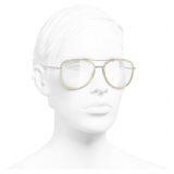 Chanel - Occhiali Modello Pilota da Sole - Argento Beige Trasparente - Chanel Eyewear