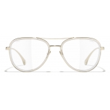 Chanel - Occhiali Modello Pilota da Sole - Oro Trasparente - Chanel Eyewear