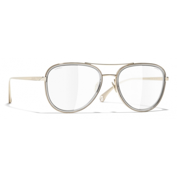 Chanel - Pilot Sunglasses - Gold Gray Transparent - Chanel Eyewear