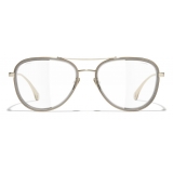 Chanel - Pilot Sunglasses - Gold Gray Transparent - Chanel Eyewear
