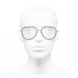 Chanel - Occhiali Modello Pilota da Sole - Oro Grigio Trasparente - Chanel Eyewear