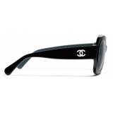 Chanel - Occhiali Quadrati da Sole - Nero Verde Blu - Chanel Eyewear
