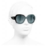Chanel - Occhiali Quadrati da Sole - Nero Verde Blu - Chanel Eyewear