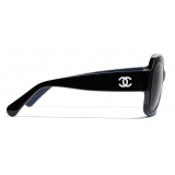 Chanel - Occhiali Quadrati da Sole - Nero Blu - Chanel Eyewear