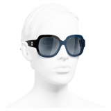 Chanel - Occhiali Quadrati da Sole - Nero Blu - Chanel Eyewear