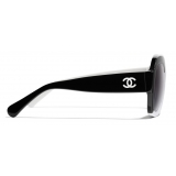 Chanel - Occhiali Quadrati da Sole - Nero Bianco Grigio - Chanel Eyewear