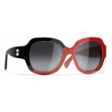 Chanel - Square Sunglasses - Black Coral Gray - Chanel Eyewear