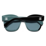 Chanel - Occhiali a Farfalla da Sole - Nero Verde Blu - Chanel Eyewear