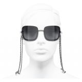 Chanel - Occhiali Quadrati da Sole - Argento Grigio Scuro - Chanel Eyewear