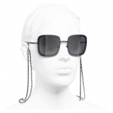 Chanel - Occhiali Quadrati da Sole - Argento Grigio Scuro - Chanel Eyewear