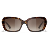 Chanel - Occhiali Quadrati da Sole - Tartaruga Scuro Marrone - Chanel Eyewear