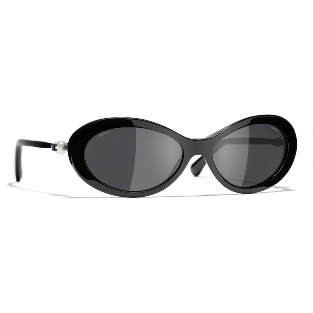 Chanel - Oval Sunglasses Black Gray - Chanel Eyewear - Avvenice